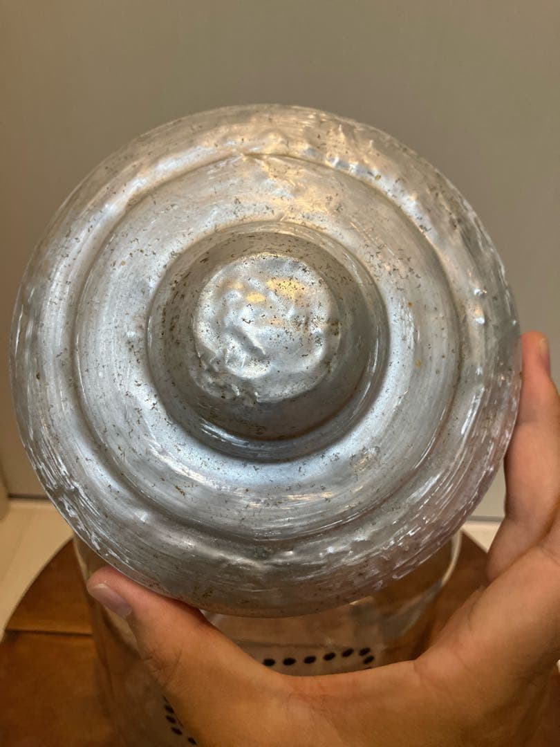 存在感抜群！当時物のジュース味覚糖のアルミ蓋付き駄菓子瓶◇昭和レトロ◇古道具