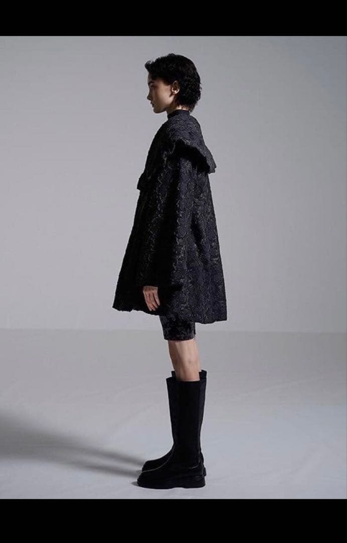 【MECRE】フラワージャガードショールカラーコート