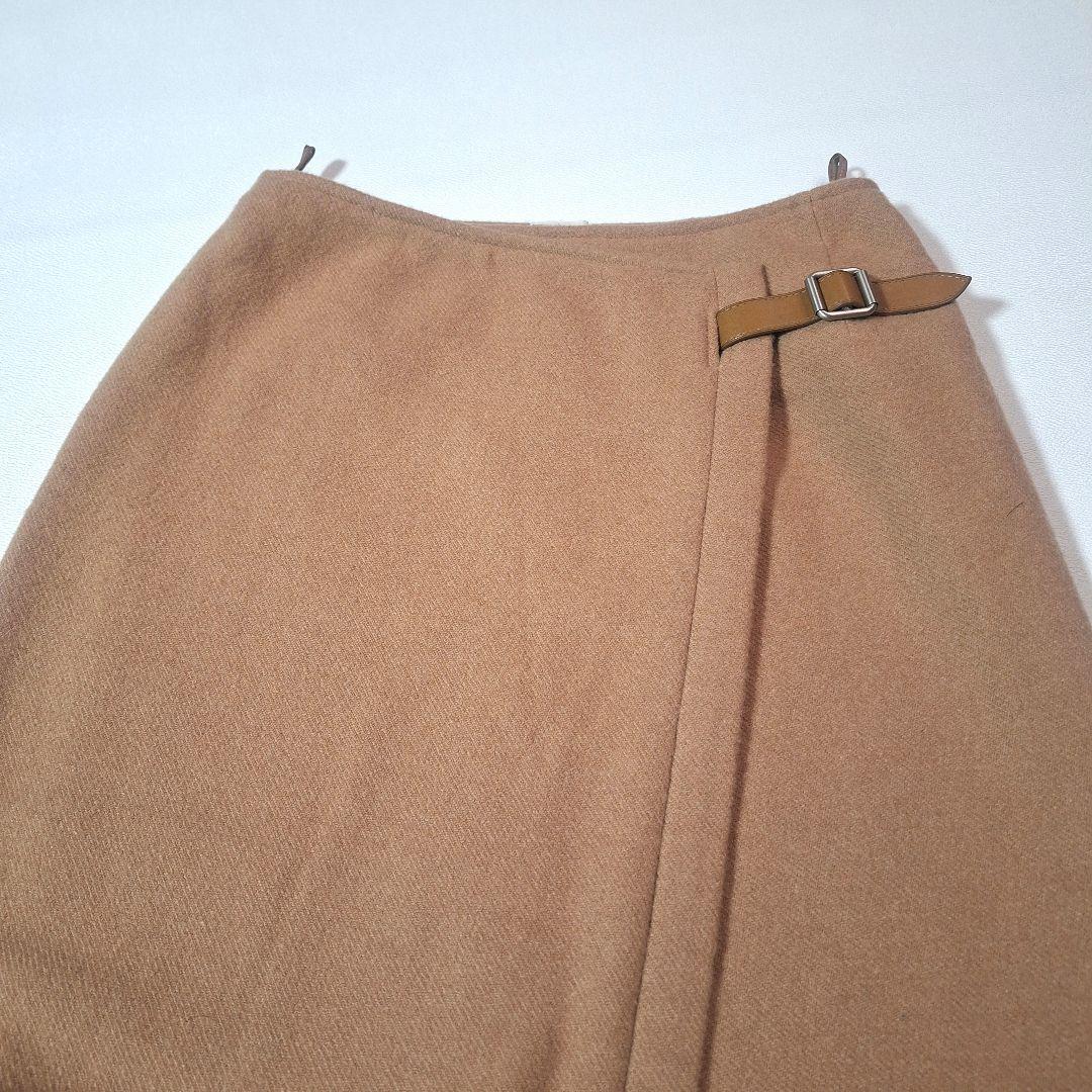 HERMES　マルジェラ期　キャメルヘア　アピベルト 【羊革】　巻きスカート