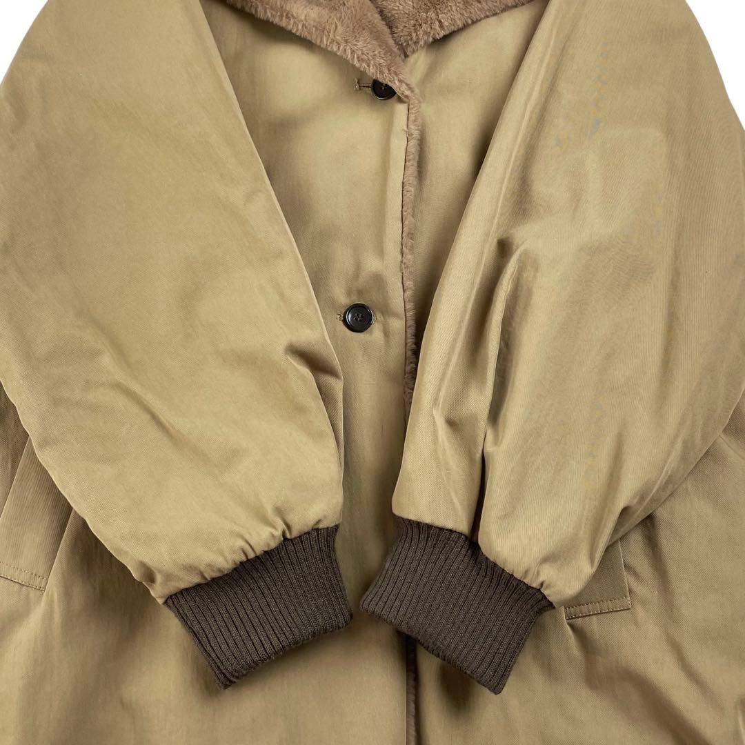 美品 ミズイロインド バックボアコート ベージュ