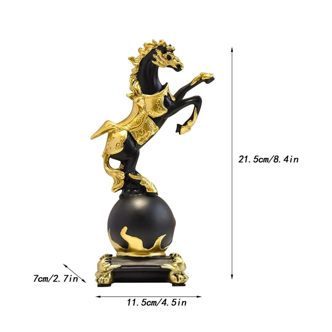馬 サラブレッド 午年 ブラック＆ゴールド 金運アップ 置物 ロイヤル