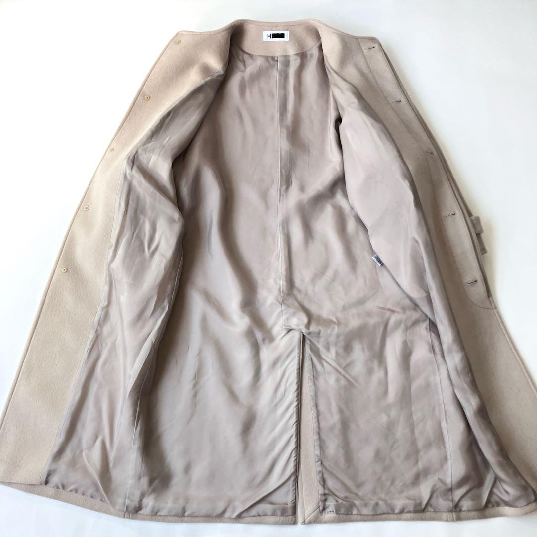 極美品 エイチ BY 7.9万円 ライトメルトンコート ライトベージュ ゆったり