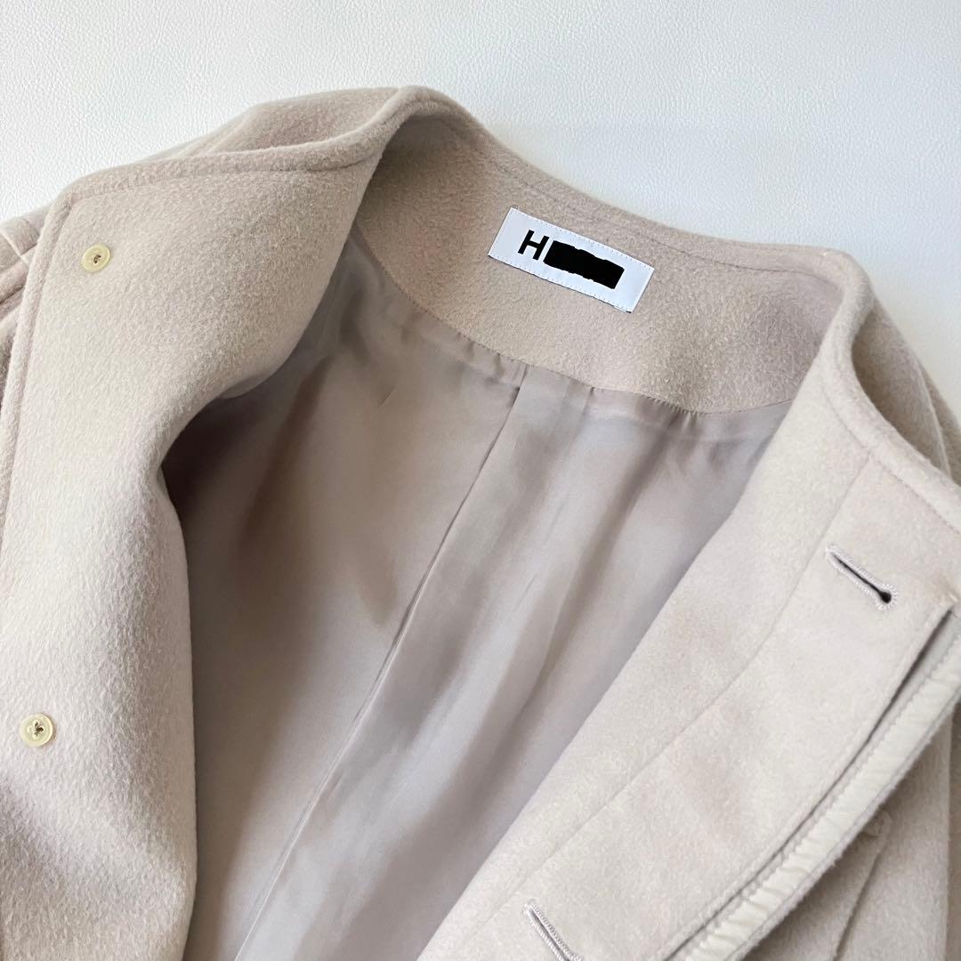 極美品 エイチ BY 7.9万円 ライトメルトンコート ライトベージュ ゆったり