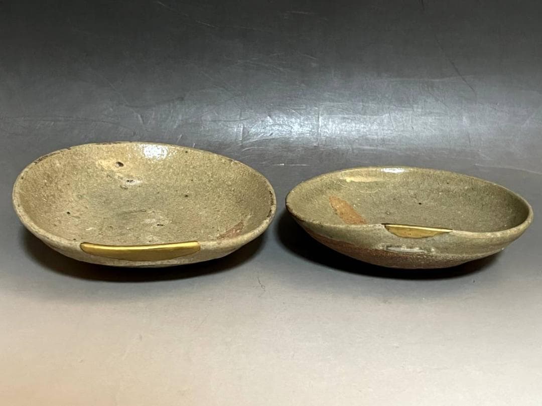 皿■古唐津小皿 2枚（江戸初期）平盃 伝世品 コレクター放出品 時代物 骨董品■