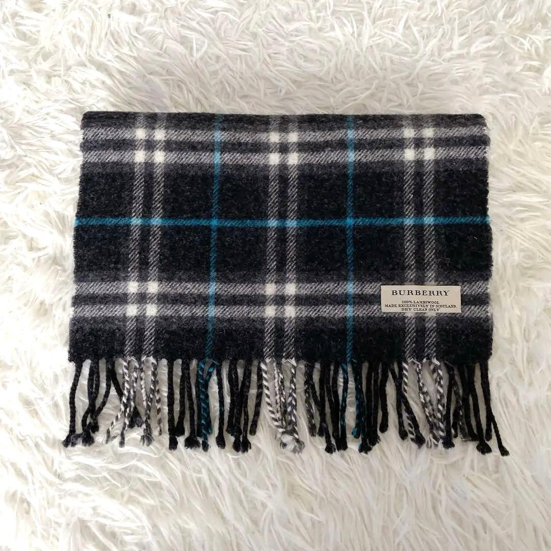 希少カラー✨【バーバリー】ウール100% マフラー チェック スコットランド製