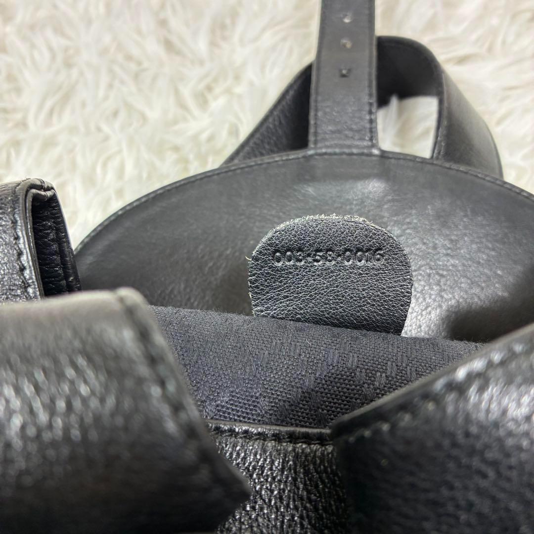 【美品】グッチ バンブーハンドル リュック オールレザー ブラック バックパック