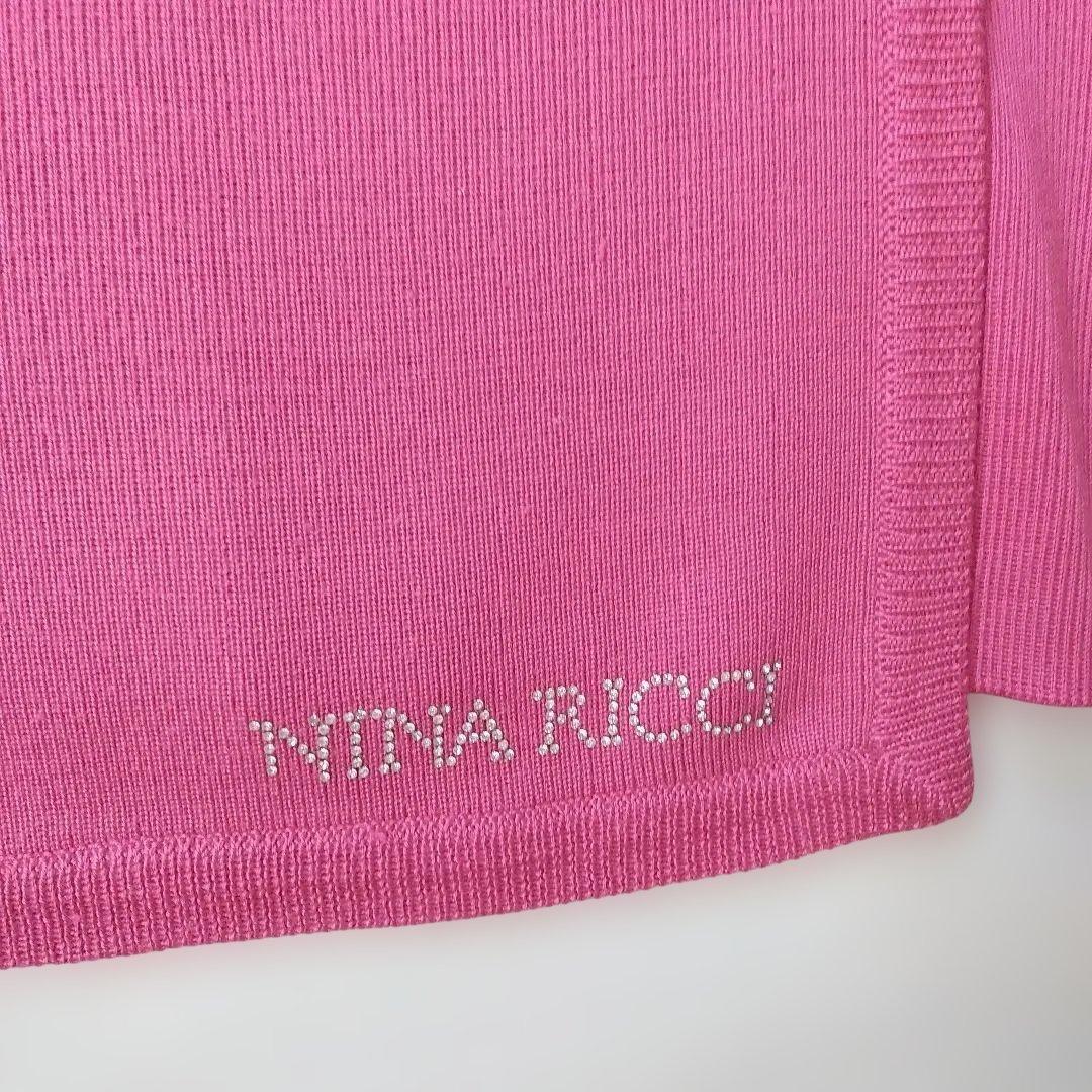 Nina Ricci 100%シルクニットロングケープコート マゼンタ ピンク