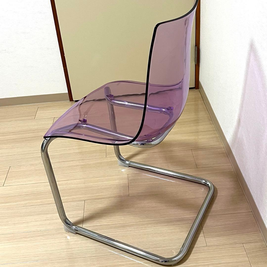 ミッドセンチュリー クリアチェア 椅子 ダイニングチェア 紫 パープル