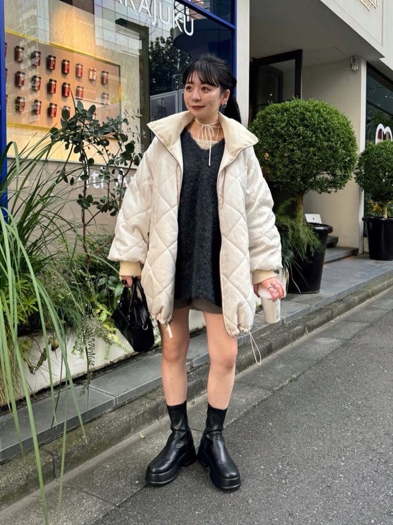 Kastane カスタネキャンディスリーブリバーシブルコートアイボリーM