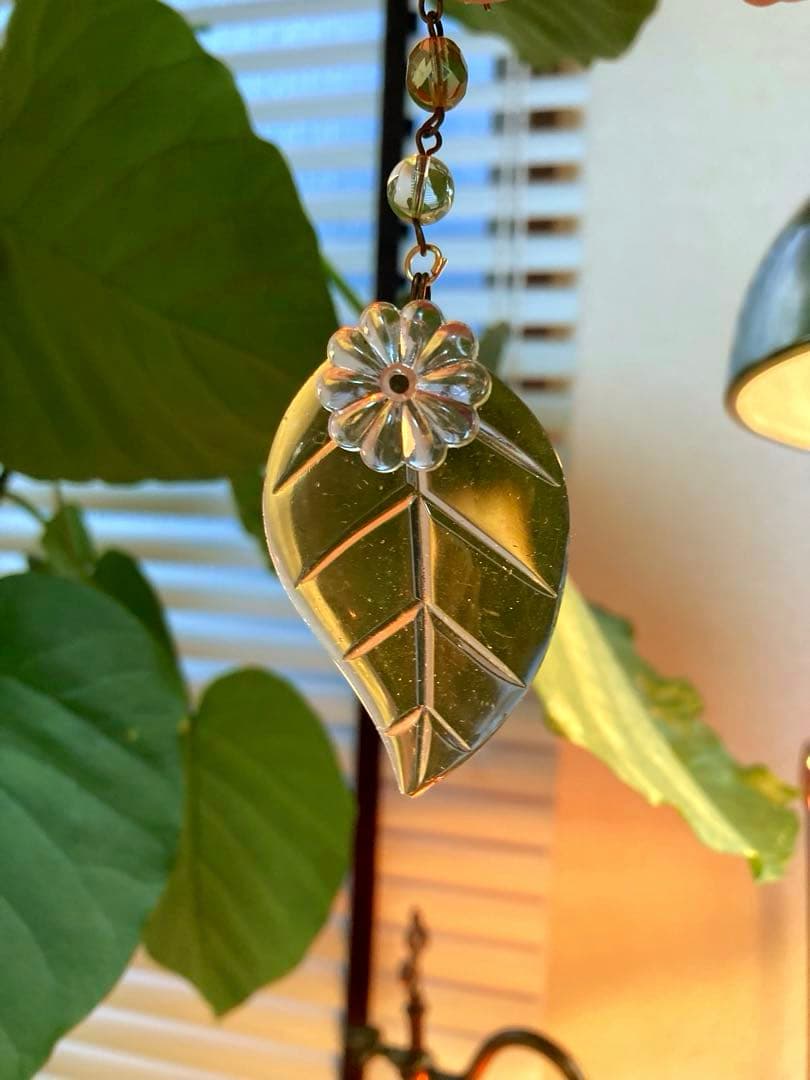 専用）シャンデリアパーツ ピンクウランとウランリーフ1880年 フランス