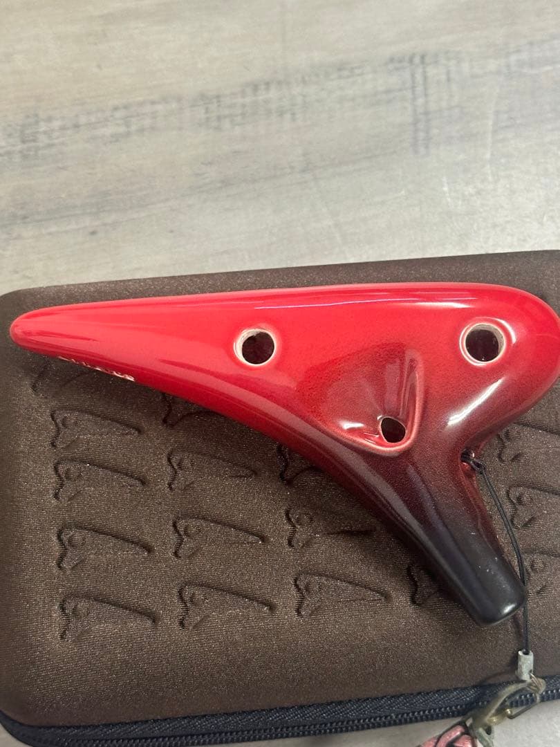 美品！OSAWA OCARINA 赤 オカリナ ストラップ　ケース付き