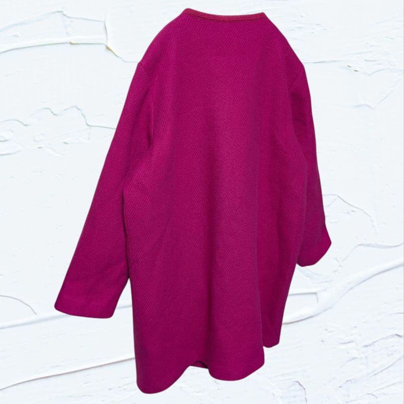 ❤新品❤AS KNOW AS大きいサイズ15号ウール混 丸首ジップコート濃ピンク