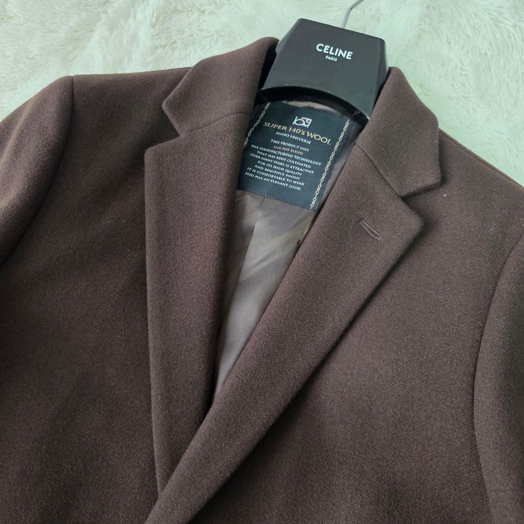 【定価¥39,600-】未使用 ナノユニバース チェスターコート ブラウン系 S