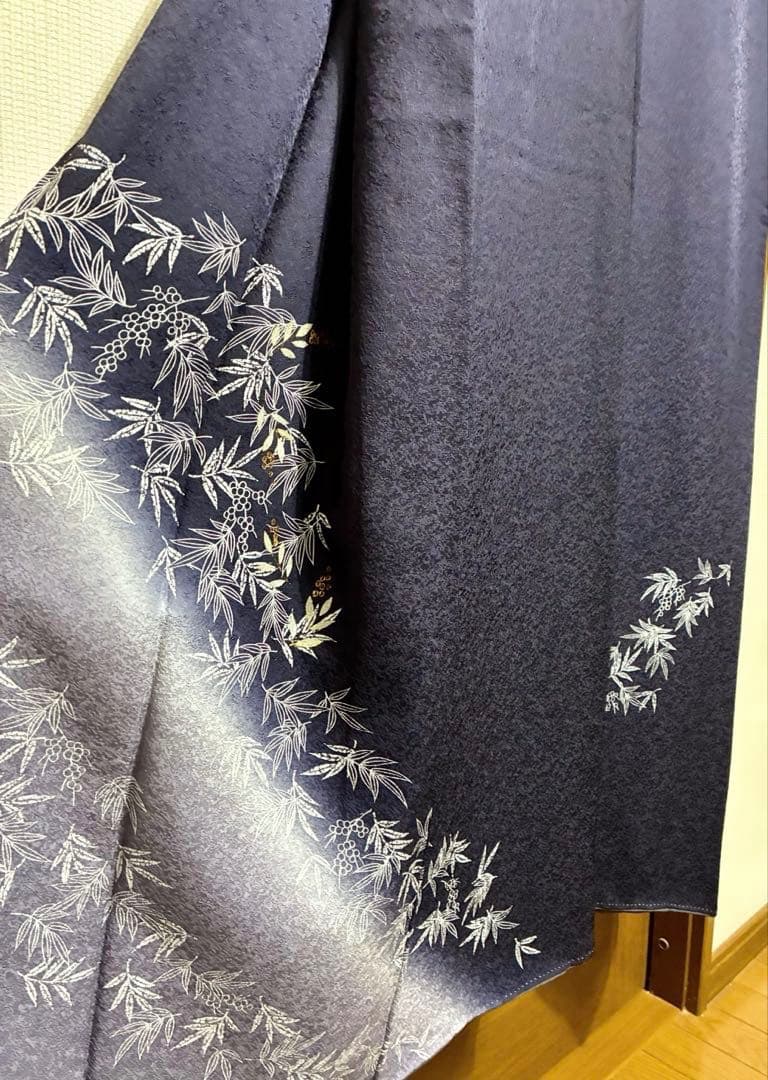 初春 吉祥南天柄 上質正絹紋意匠 一つ紋 訪問着 深い濃紺色
