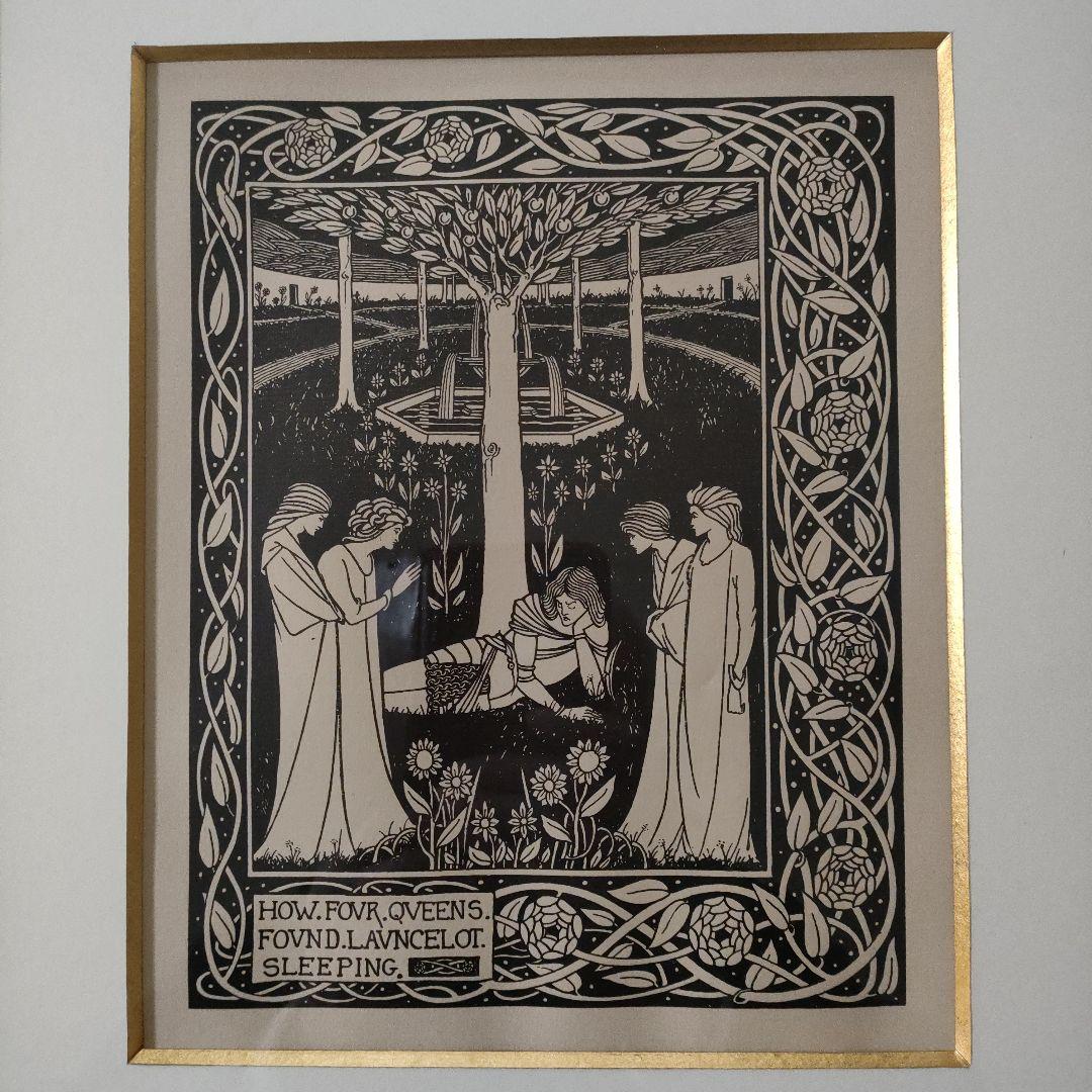 ビアズリー 大判ラインブロック『アーサー王の死 四女王眠れるラン