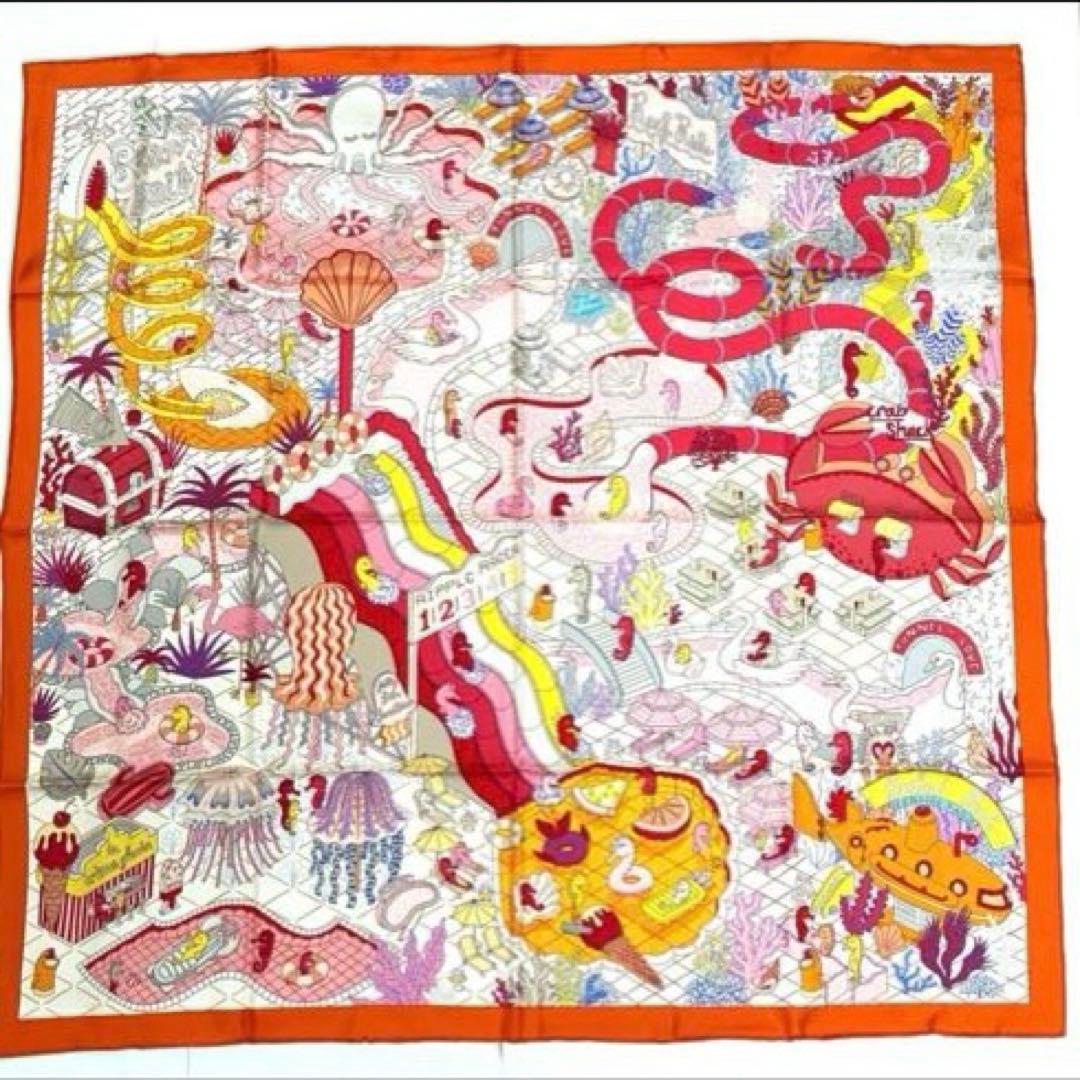 HERMES エルメス　スカーフ　カレ90 ダブルフェイス　正規品　オレンジ