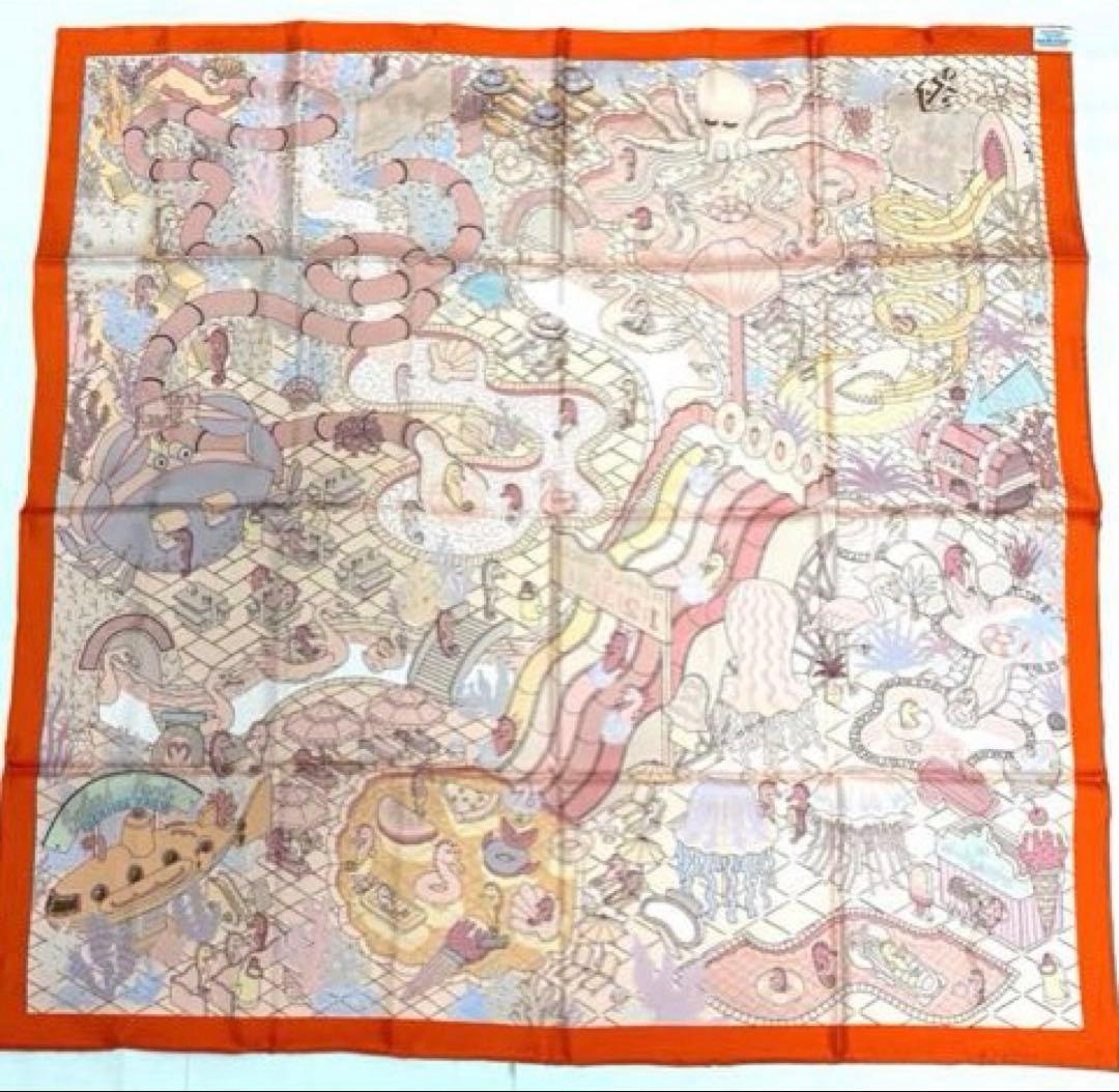 HERMES エルメス　スカーフ　カレ90 ダブルフェイス　正規品　オレンジ