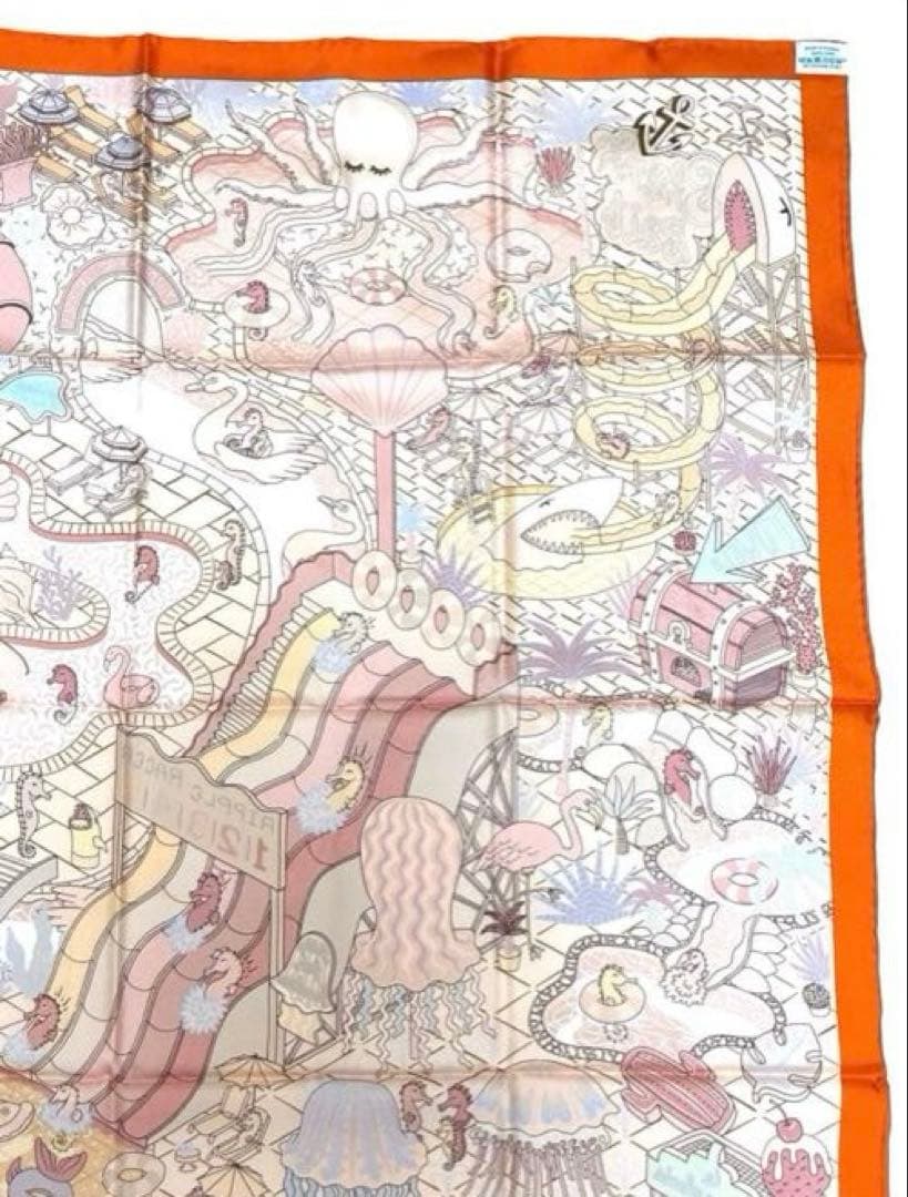 HERMES エルメス　スカーフ　カレ90 ダブルフェイス　正規品　オレンジ