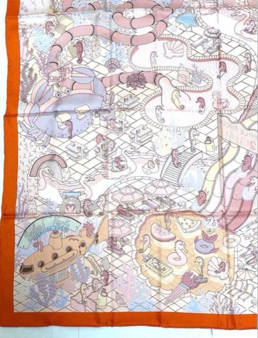 HERMES エルメス　スカーフ　カレ90 ダブルフェイス　正規品　オレンジ