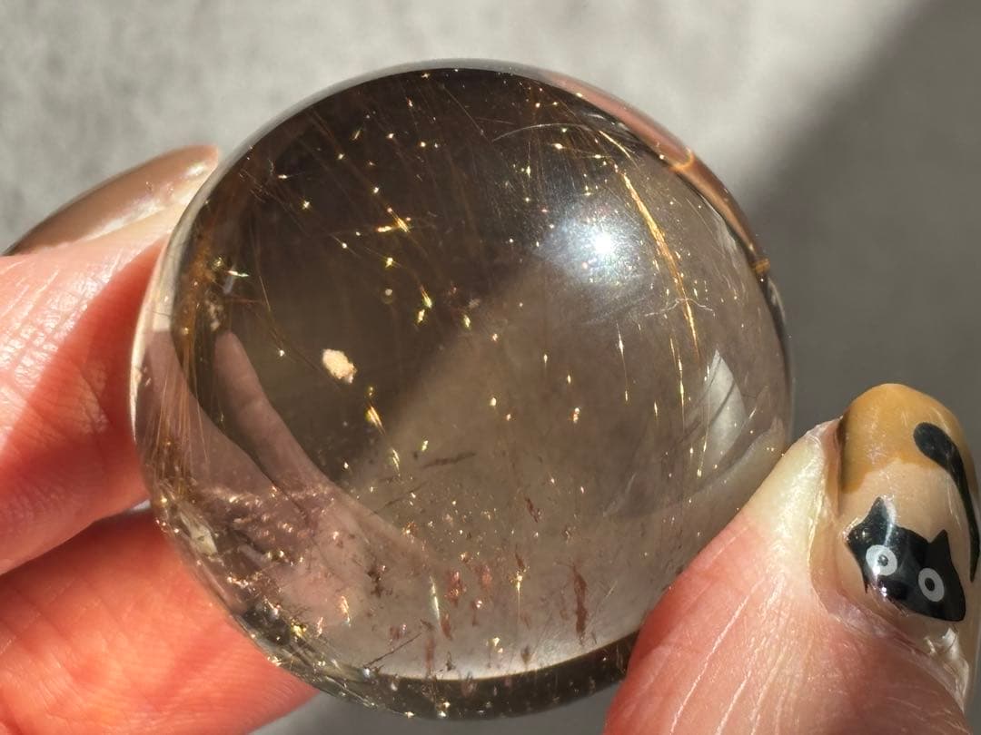 《水跡空洞×白い内包物入り＊ゴールドルチル＆スモーキースフィア》