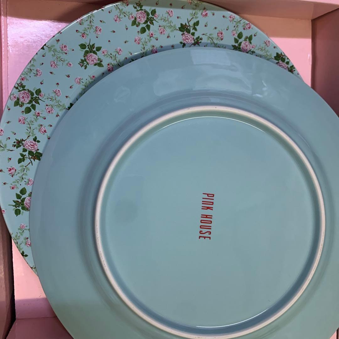 ピンクハウス ヴィンテージ食器セット 未使用 ミントグリーンの薔薇柄