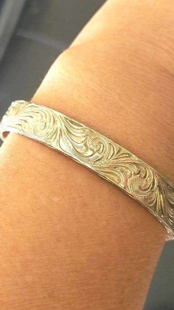 銀　シルバー　925　ブレスレット　ハワイアン　バングル　DEOSCAR　重厚感