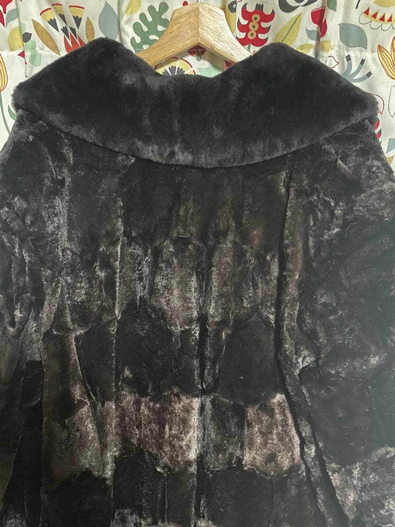 杉*家様 ロシア製 benka ボーダー メンズファーコート ムートン 本革 刺