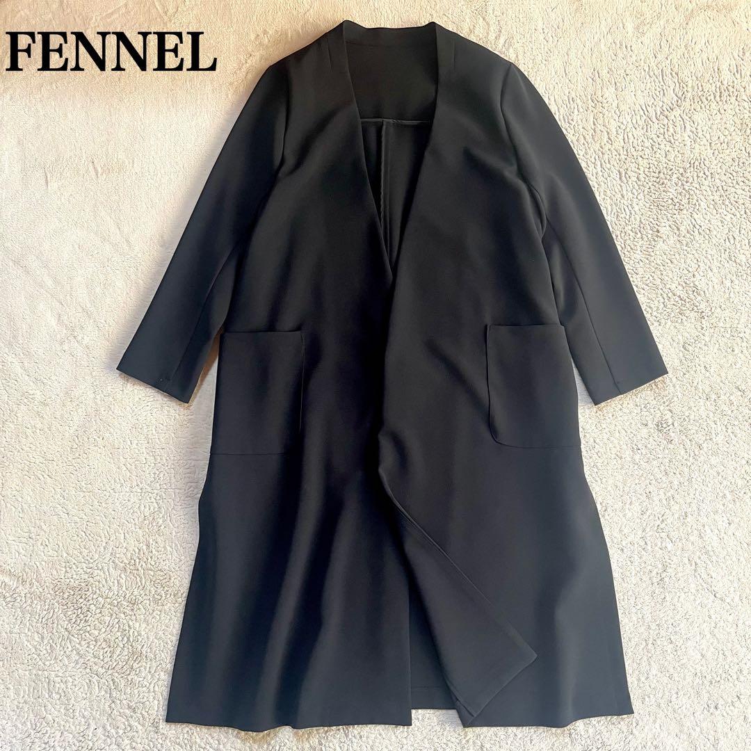 極美品✨フェンネル ヤマダヤ バックベルトノーカラーコート ブラック M 洗濯可