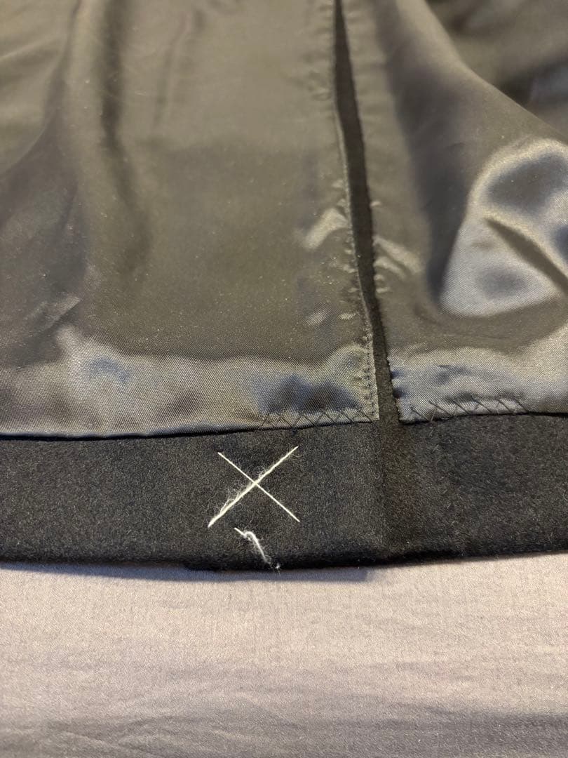 しつけ糸付き カシミヤ100% 黒 ロング 比翼 ミニマル バルマカーン L