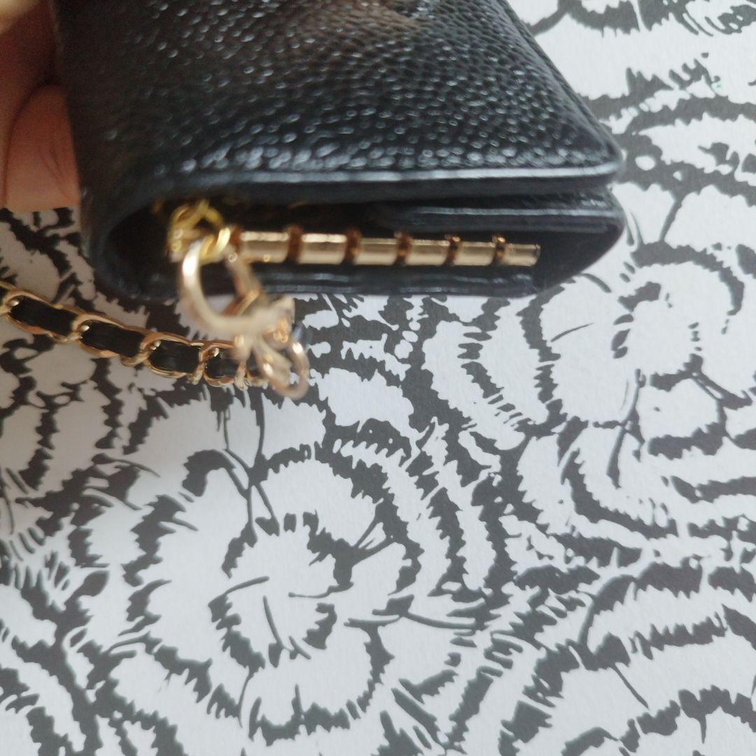 CHANEL ブラック レザー チェーンケース キーケース