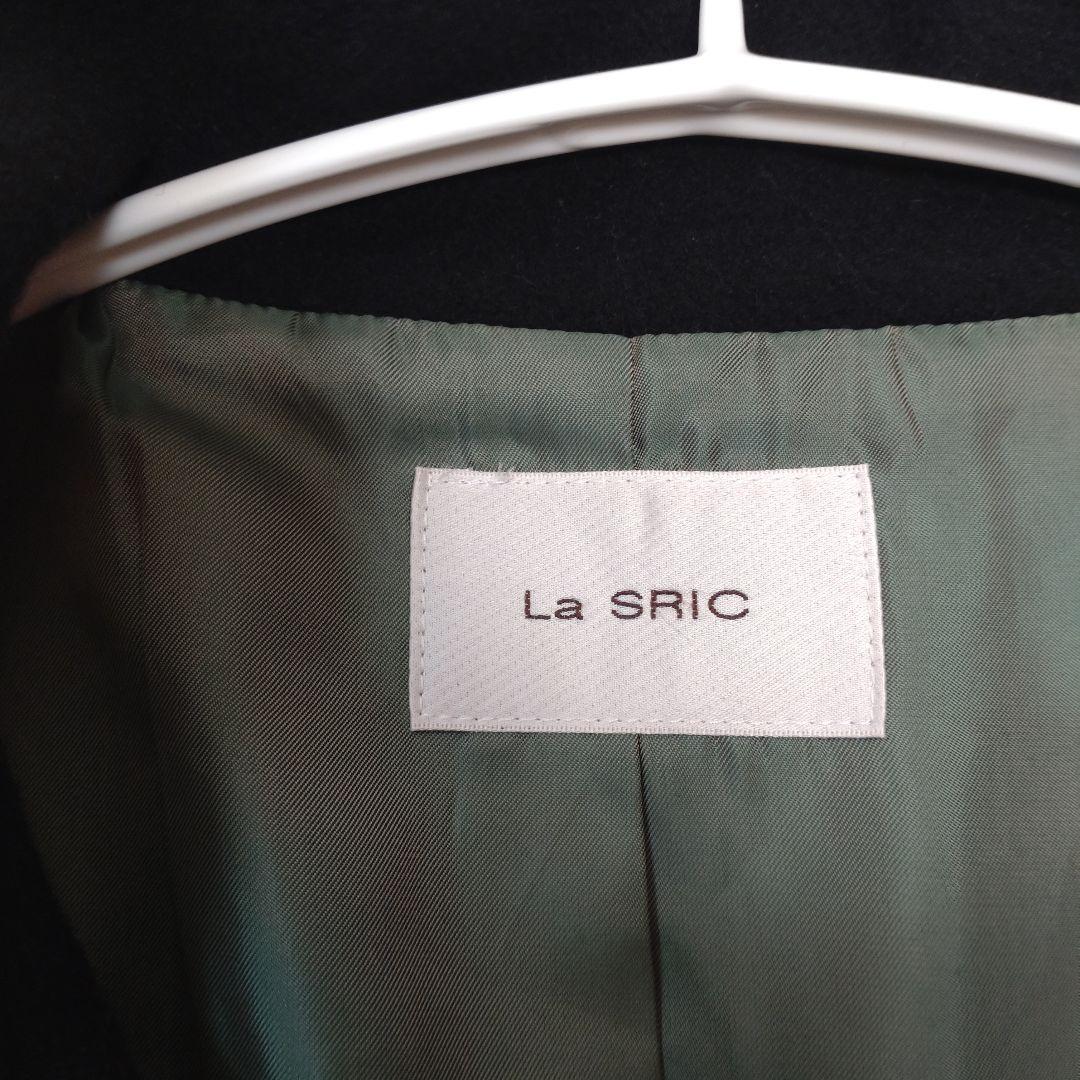 La SRIC / バイカラーネックロングCT/ウール100 ブラック/ 日本製