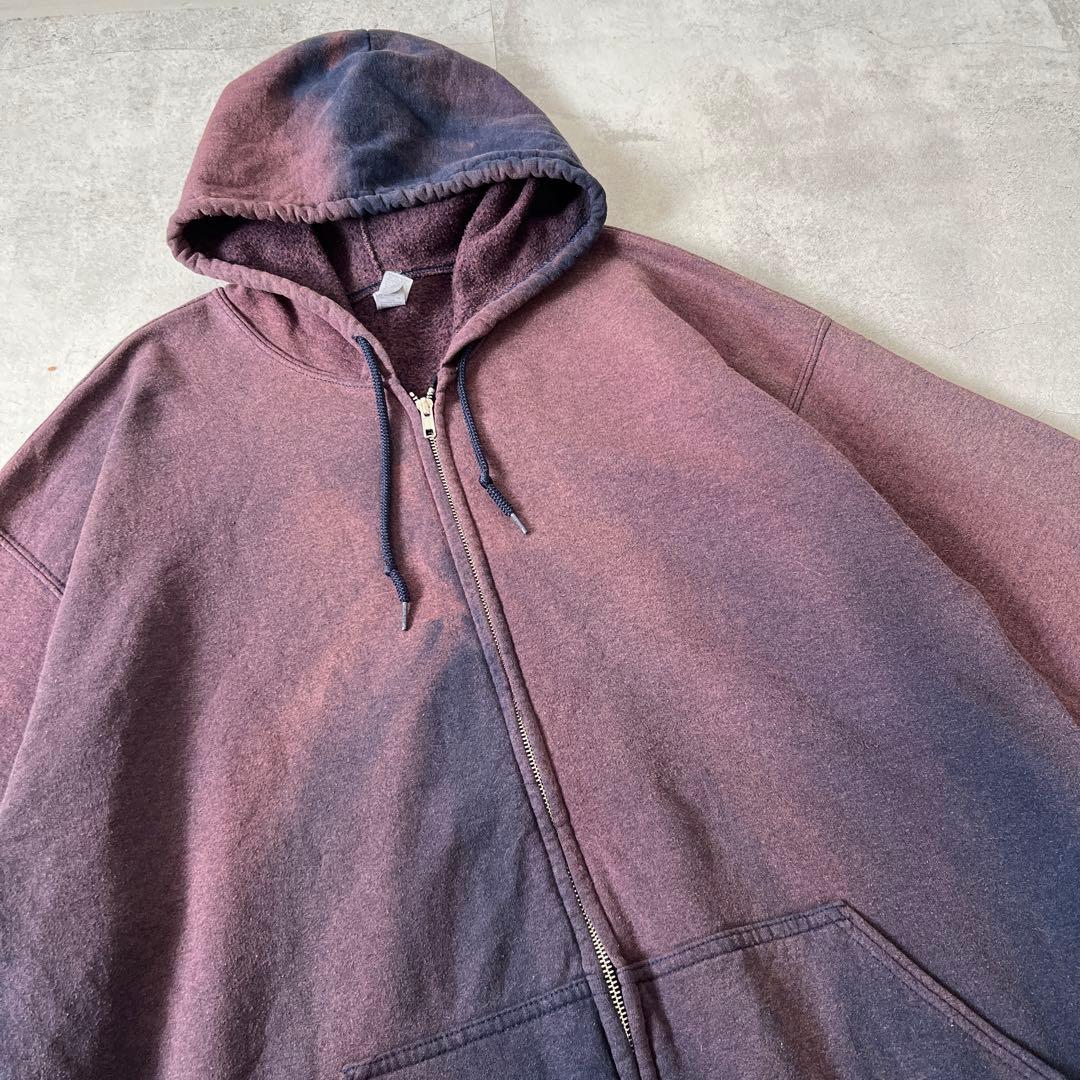 一点物 Boro 鬼フェード ボロ パーカー ジップアップ パープル
