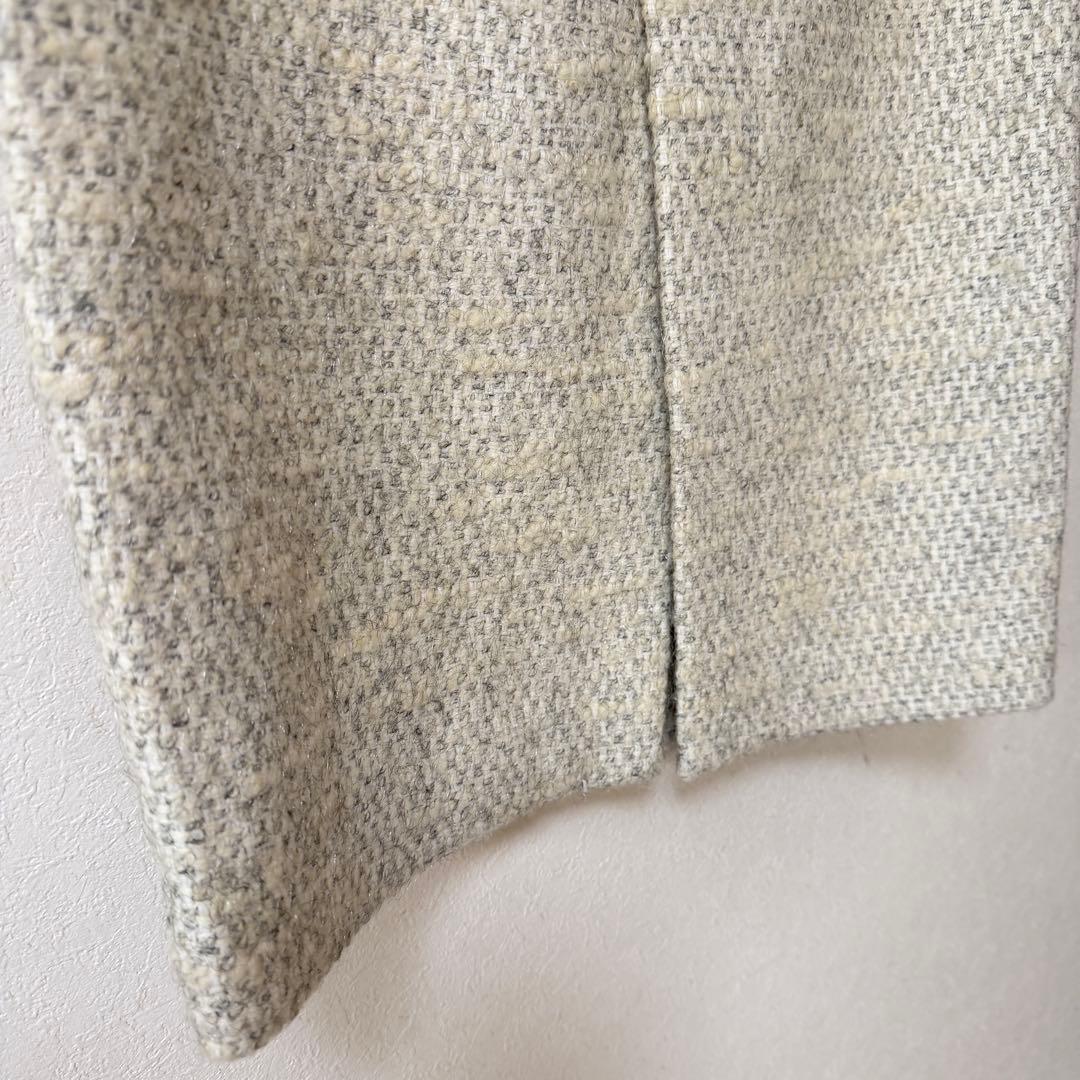 アルアバイル　ウール混ツイードロングスカート　アイボリー　2 スリット　M 白