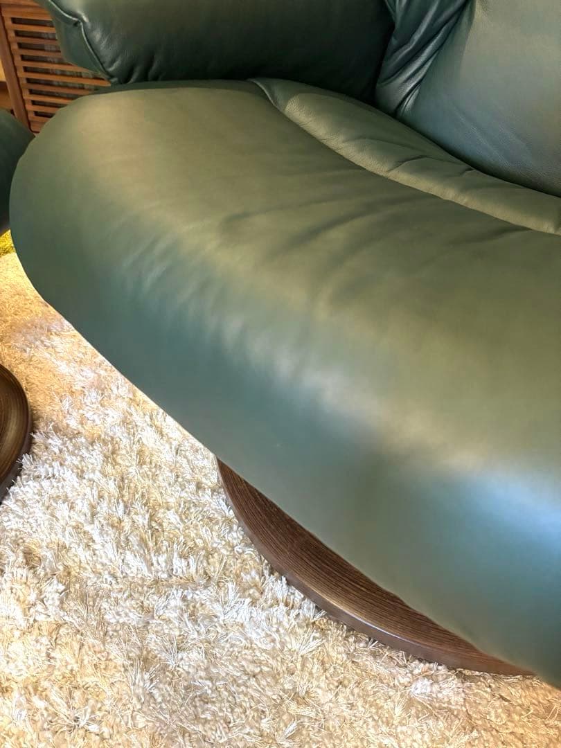 ①❗️再お値下げ❗️エコーネスストレスレスチェアレノMダークグリーン極美品テーブル付