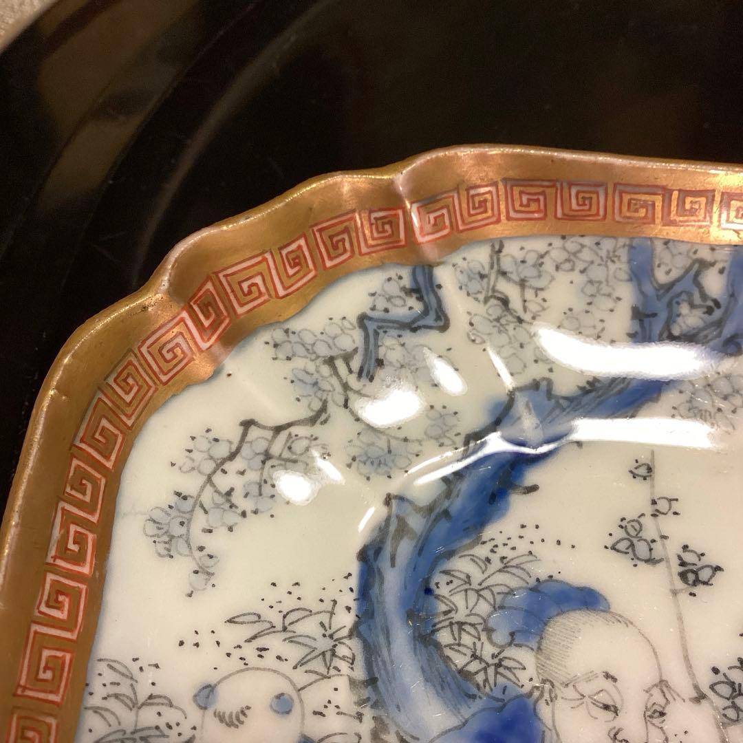 A913 古伊万里 染錦手 変形角皿 梅と文人紋様 5枚 - メルカリ