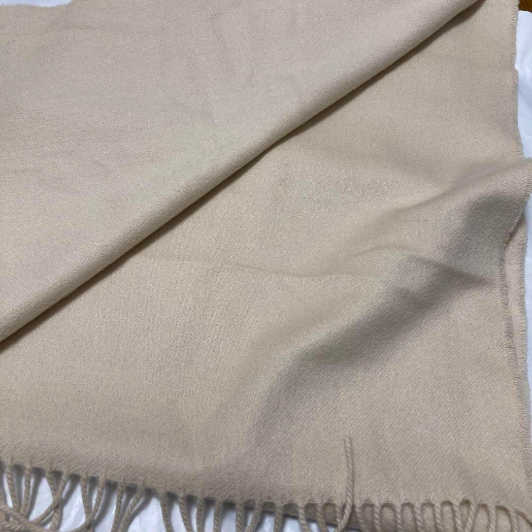 美品 ジョンストンズ カシミヤ100％ 中判ストール オフホワイト