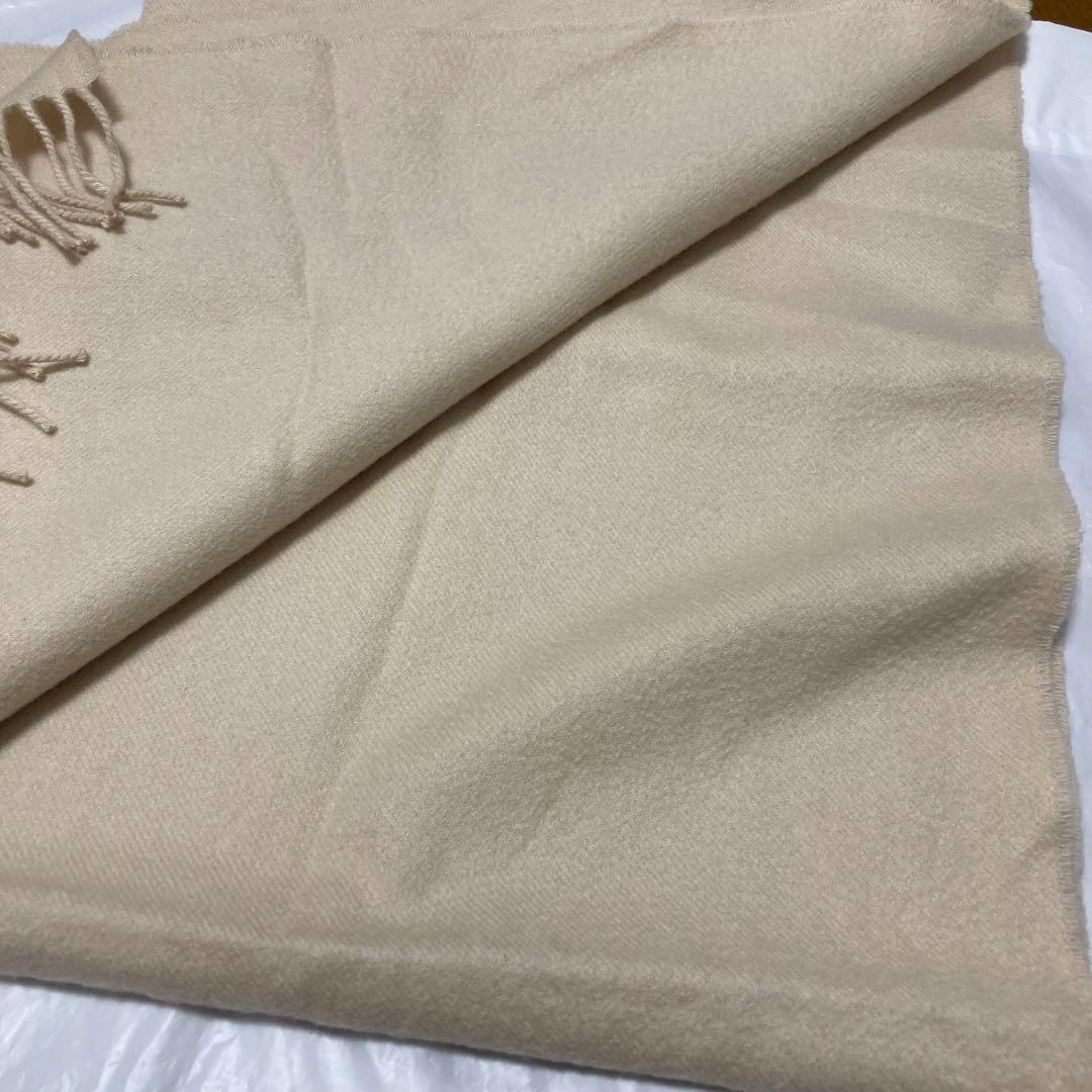 美品 ジョンストンズ カシミヤ100％ 中判ストール オフホワイト