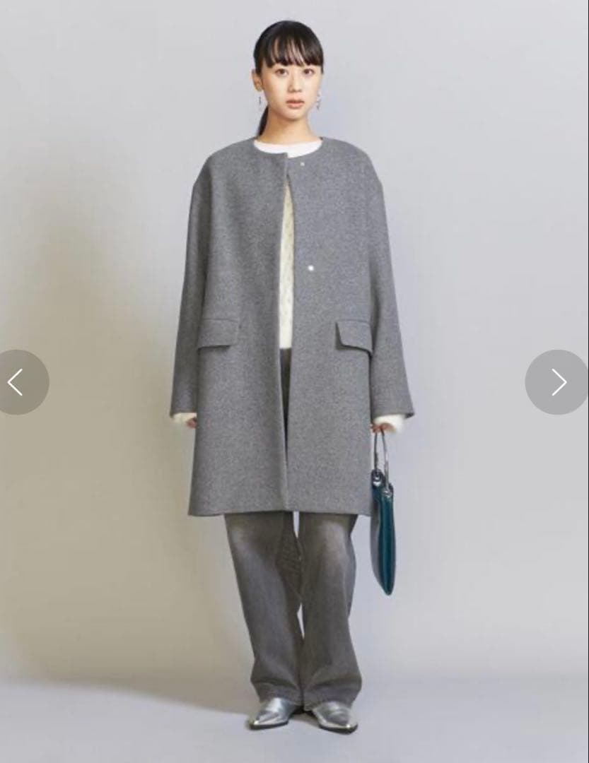 BEAUTY&YOUTH ノーカラーコート グレー