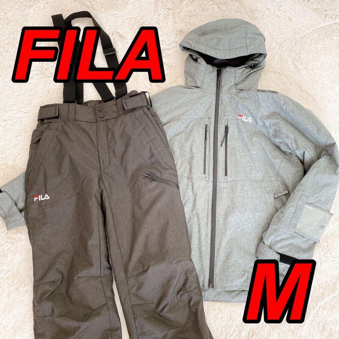 美品♪FILA フィラ メンズ Mスキー スノボーウェア 上下セット グレー