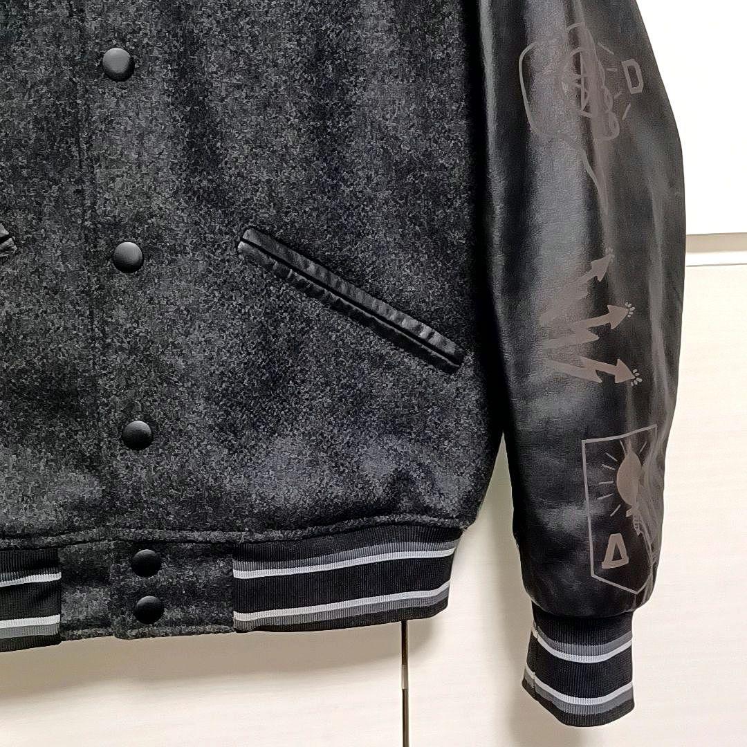 美品★DIESEL　ディーゼル　メルトン×レザー　スタジャン　ワッペン　ブラック