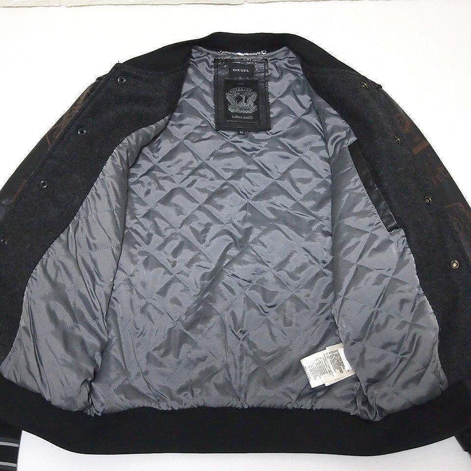 美品★DIESEL　ディーゼル　メルトン×レザー　スタジャン　ワッペン　ブラック