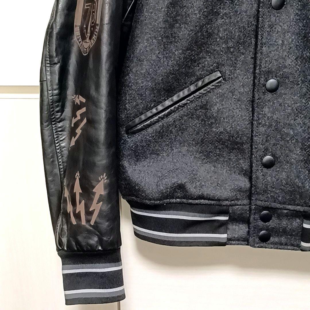 美品★DIESEL　ディーゼル　メルトン×レザー　スタジャン　ワッペン　ブラック