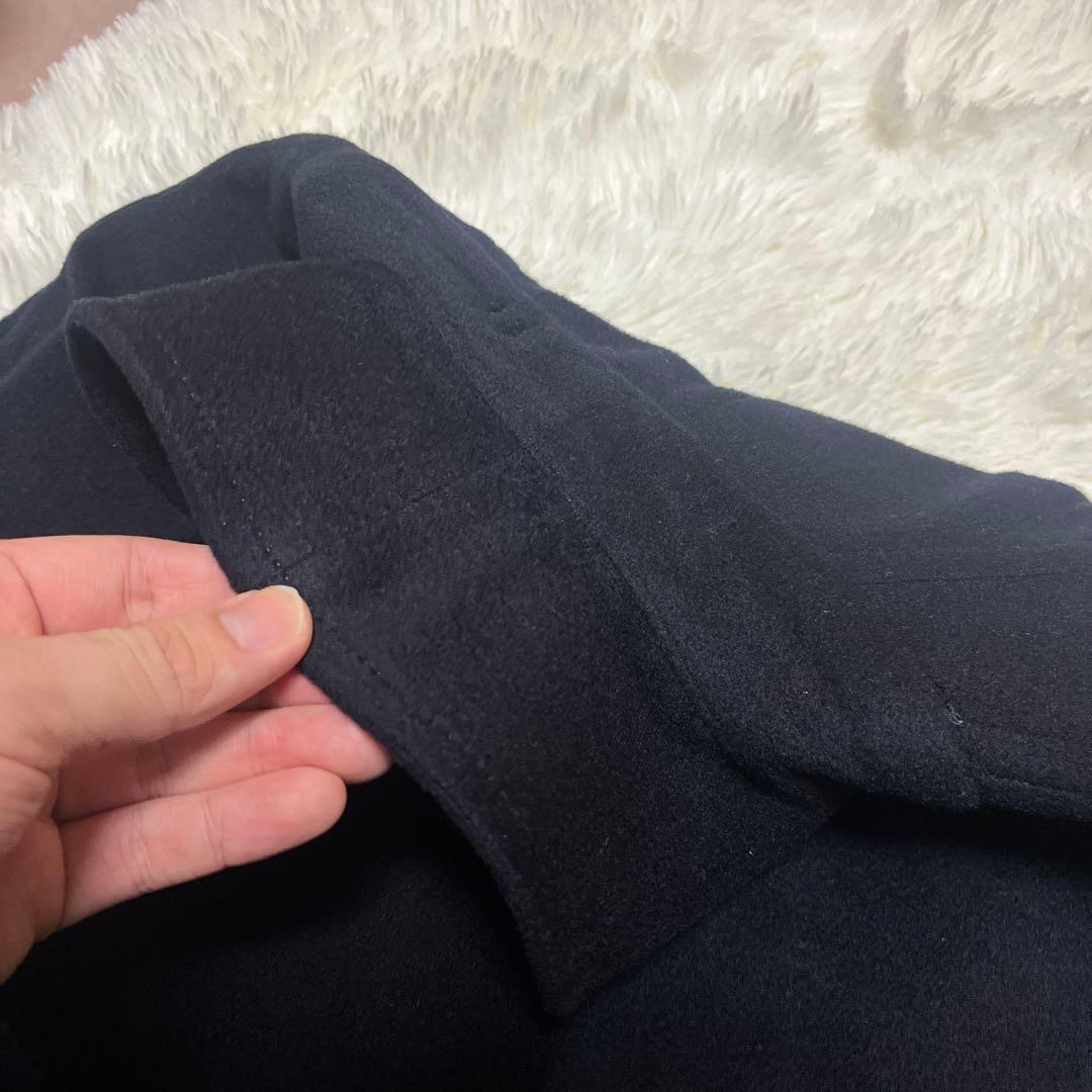 【最高級】バーバリー カシミヤ100% ステンカラーコート 紺 比翼 L相当