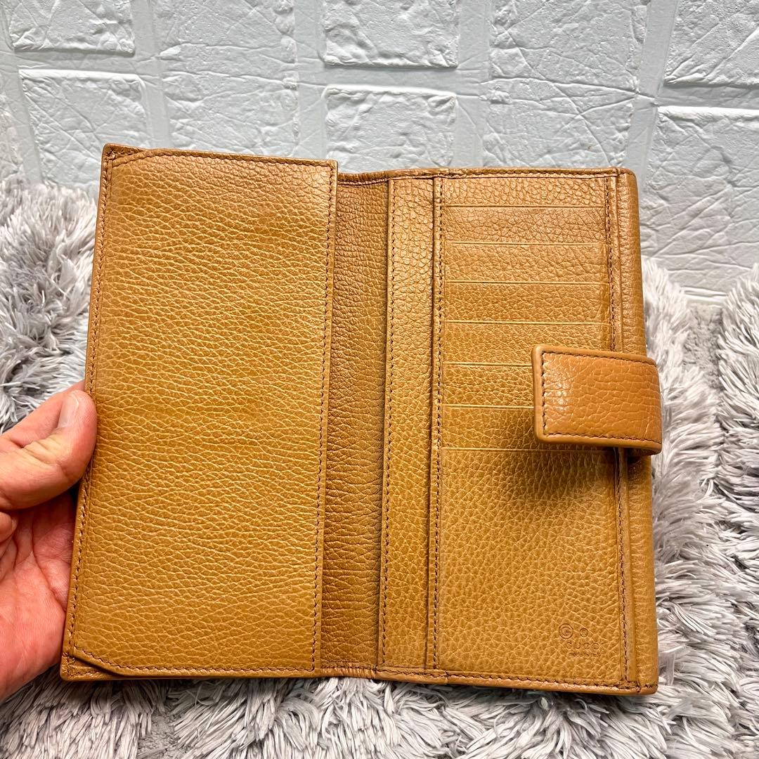 GUCCI✨インターロッキング　コンチネンタ　長財布　シボレザー　キャメル