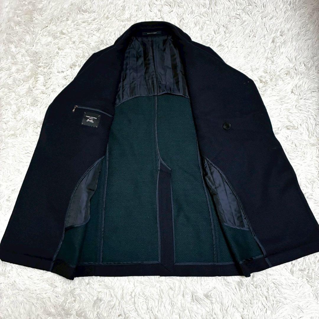 ブリッラペルイグスト　ナポレオンコート　銀ボタン　裏地グリーン　ネイビー　伊製