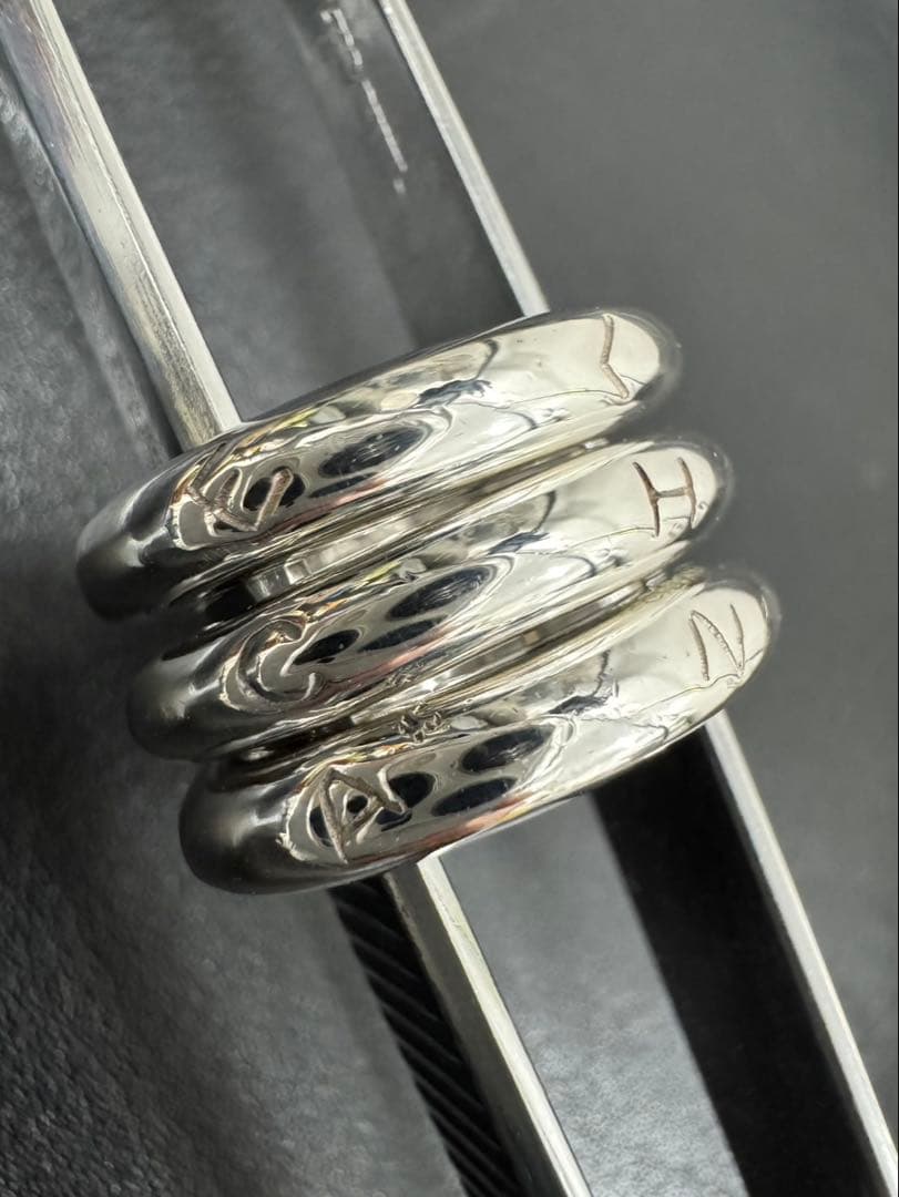 CHANEL シャネル ロゴ 3連リング SV925 ヴィンテージ13号〜14号