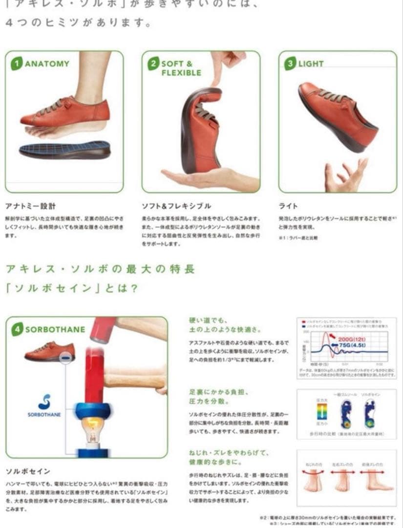 極美品 アキレスソルボ スムースレザー スニーカー 黒 ウォーキングシューズ