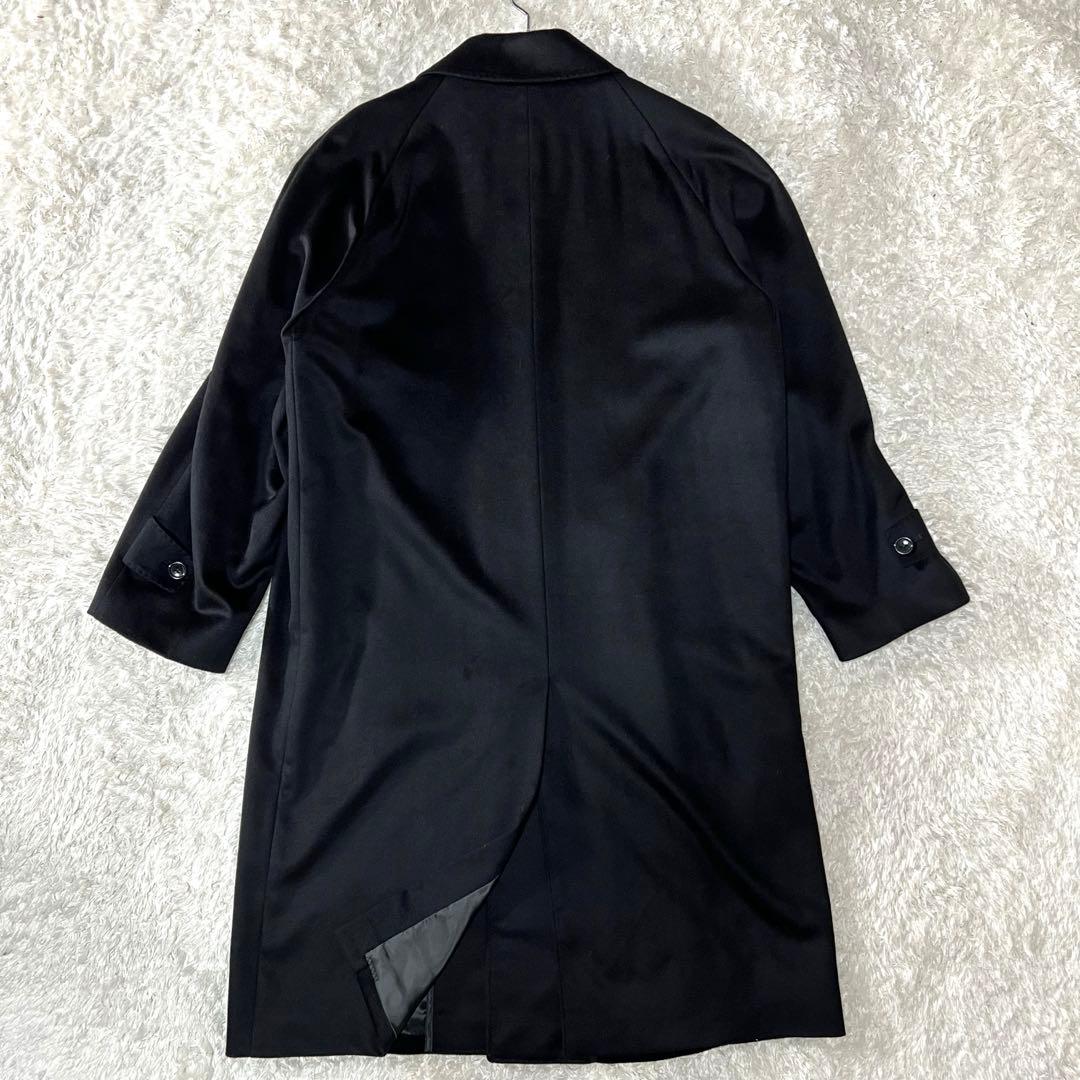 未使用級/カシミヤ100%✨ステンカラーコート ロングコート ブラック ゆとりL