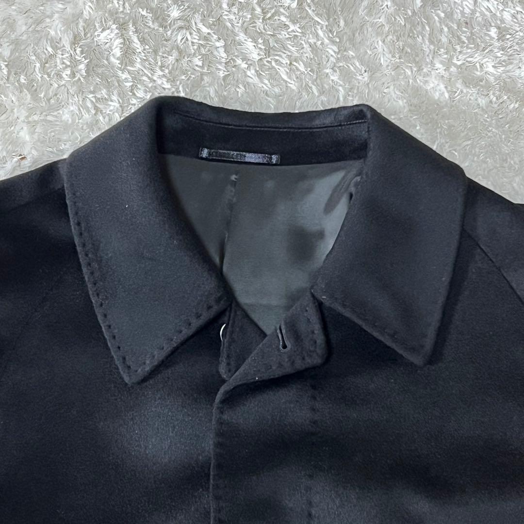 未使用級/カシミヤ100%✨ステンカラーコート ロングコート ブラック ゆとりL