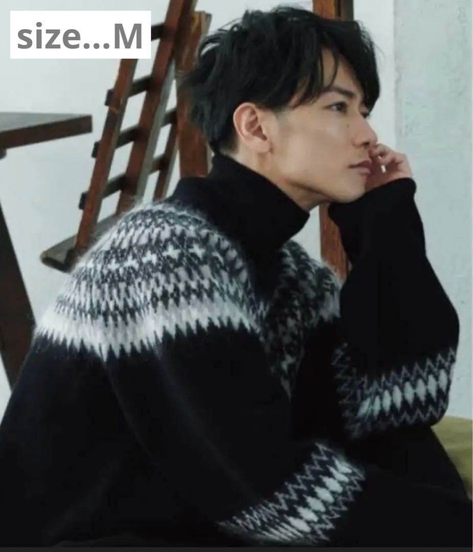 Abyts ノルディック タートルネックニット ブラックニット 佐藤健